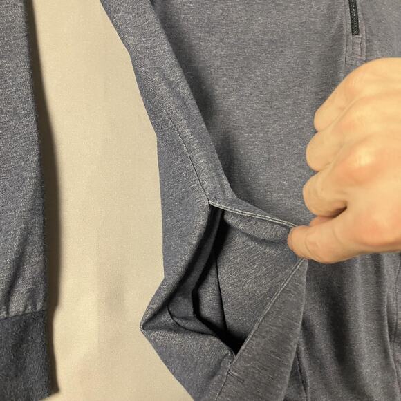 Travis Mathew Pullover Mens Large Blue Quarter Zip IFG Logo Golf Stretch Pockets - Picture 11 of 12